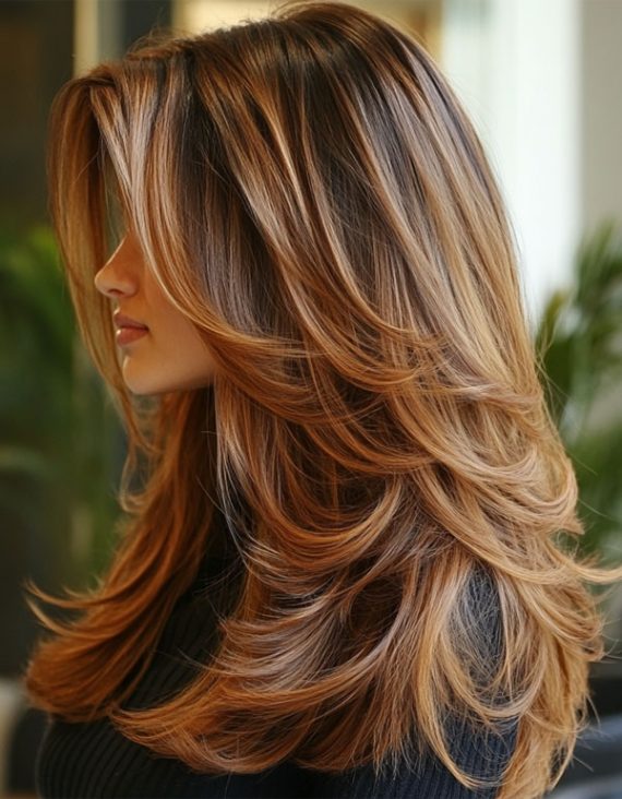 Trendsetting Short Layer Cuts On Long Hair Golden Caramel Layers