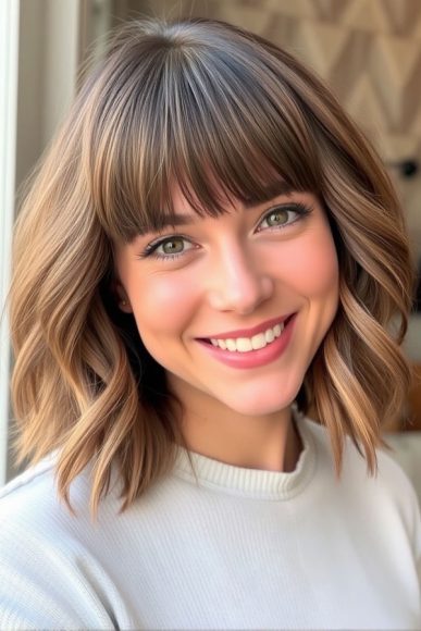 Wavy Lob Haircuts For Effortless Glamour Playful Wavy Lob With