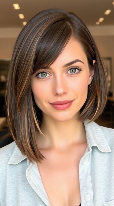 Low Maintenance Medium Length Haircuts Side Swept Bob With Soft Layers