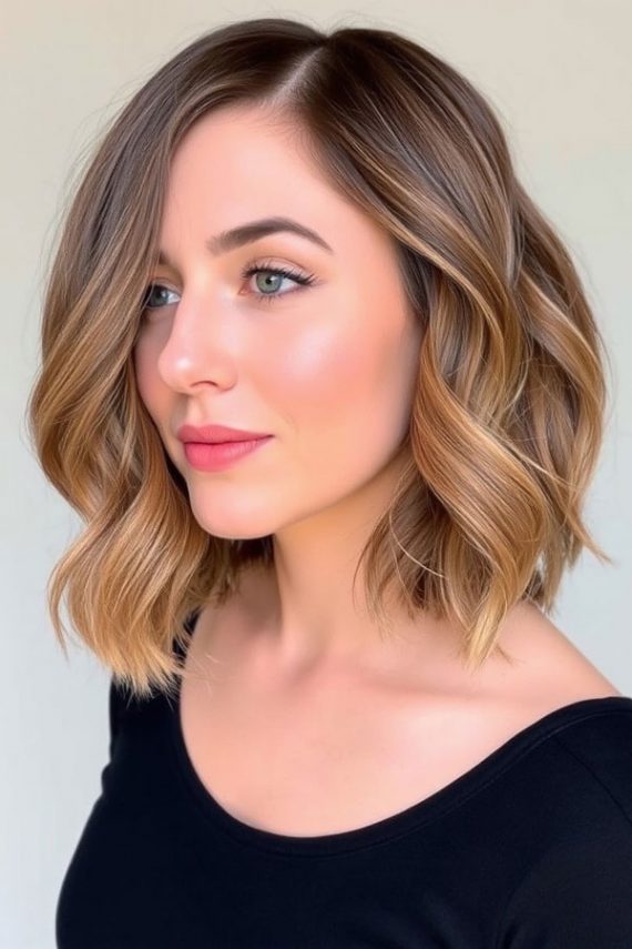 50 Wavy Lob Haircuts For Effortless Glamour Soft Caramel Balayage Lob