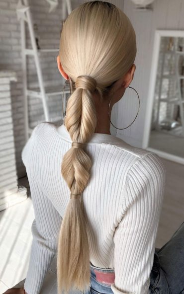 30 Trendy Braid Hairstyles Beyond The Basics Sleek Blonde Bubble Braid