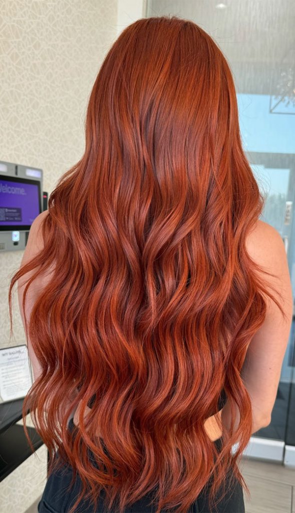 Stunning Warm Hair Colour Ideas Velvety Auburn Long Wavy