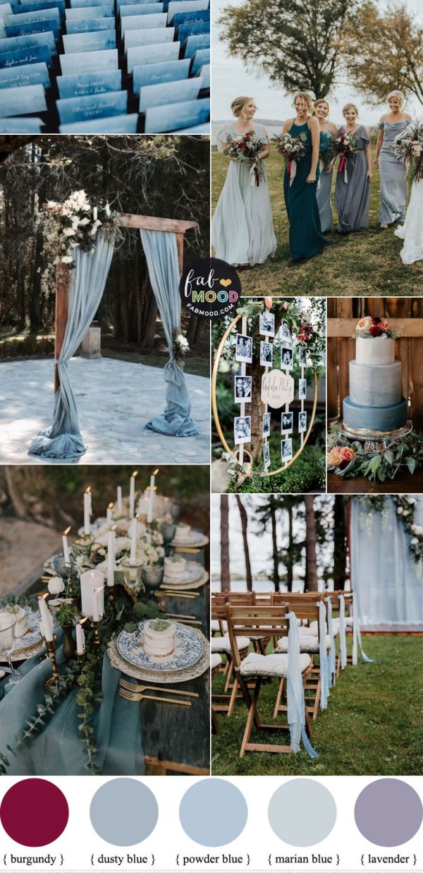 Dusty Blue Wedding Color Theme With Subtle Hints Of Burgundy Lavender