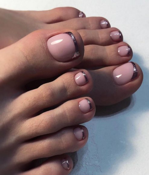 50 Best Wedding Toe Nails Rose Gold Glitter Toe Nails 1 Fab Mood