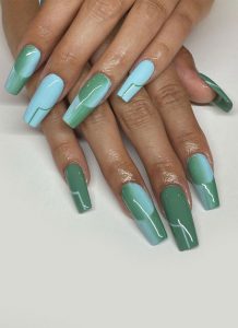 Best Optical Illusion Nails Soft Blue And Green Illusion French