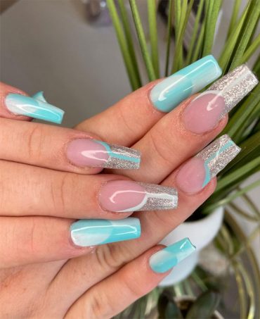 Best Optical Illusion Nails Glitter And Mint Illusion Nails