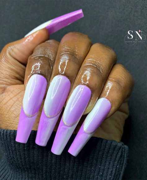 35 Best Optical Illusion Nails Lilac French Tip Nails 1 Fab Mood