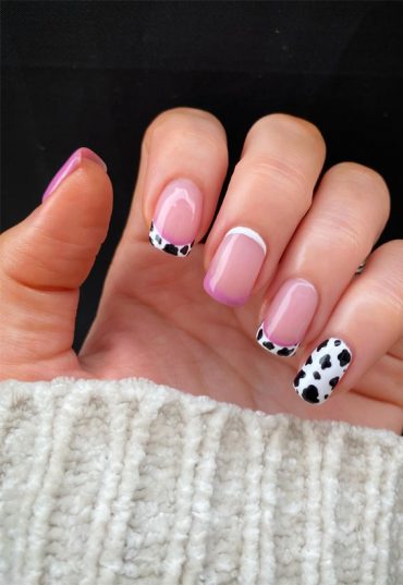 Moo Ve Over Chic Cow Print Nail Designs Cow Print Double French