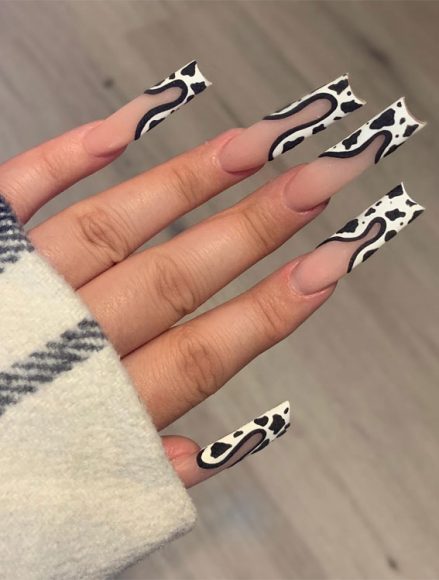 Moo Ve Over Chic Cow Print Nail Designs Abstract Cow Print French