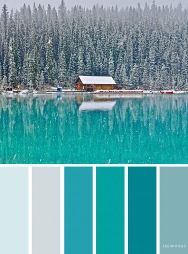 Emerald teal winter landscape color palette