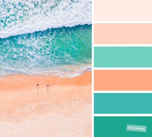 Peach and green color palette | Peach and teal color scheme