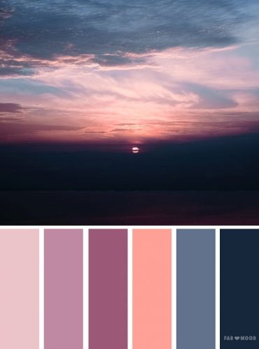 Grey mauve peach sunset inspired color palette | color scheme