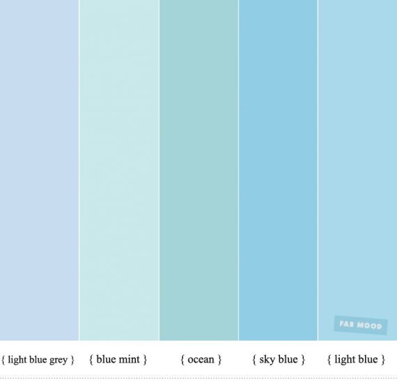 Shades of Blue Color Inspiration : Blue + Mint and Ocean Color Scheme