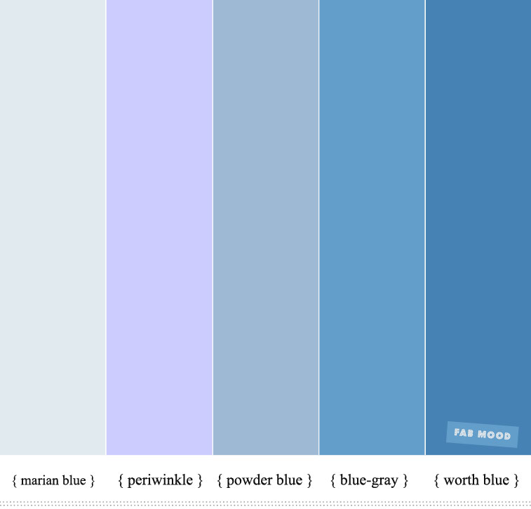 Shades Of Blue Color Chart
