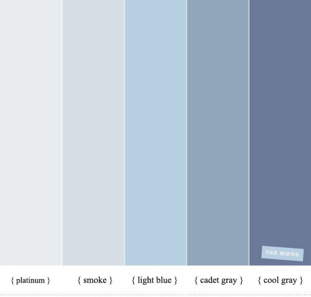 Shades Of Blue Color Scheme : Platinum + Cadet Gray + Cool Gray