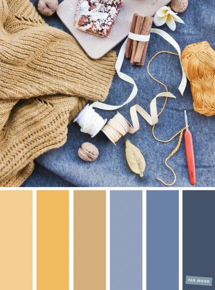 59 Pretty Autumn Color Schemes { Spicy Mustard + Blue Hues }