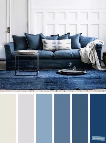 The Best Living Room Color Schemes - Blue & Light Grey Color Palette