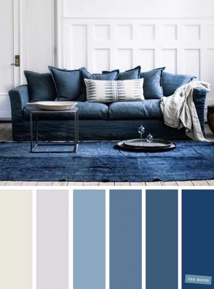 The Best Living Room Color Schemes - Blue & Light Grey Color Palette