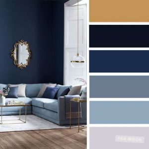 The Best Living Room Color Schemes - Gold + Gray + Blue Color Palette