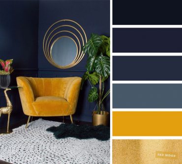 The best living room color schemes - Navy blue + yellow mustard and ...