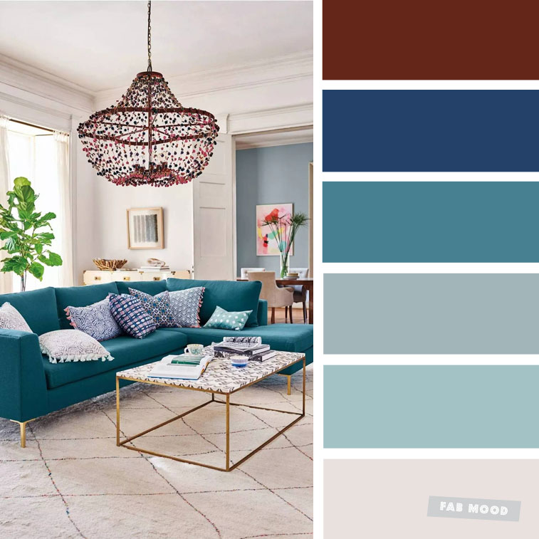 The Best Living Room Color Schemes – Grey & Teal Color Scheme