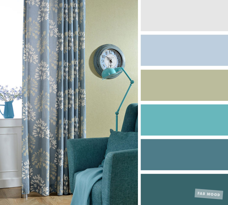 The best living room color schemes – Teal + Turquoise + Grey color palette