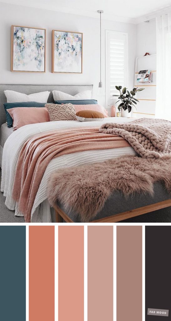 Mauve, Peach and Teal Colour Scheme For Bedroom, Mauve and peach