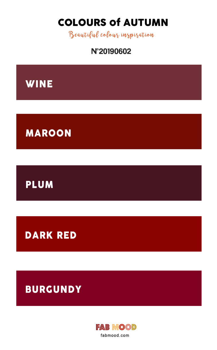 Pretty Autumn Color Palette of Wine + Maroon + Plum + Dark Red and Burgundy