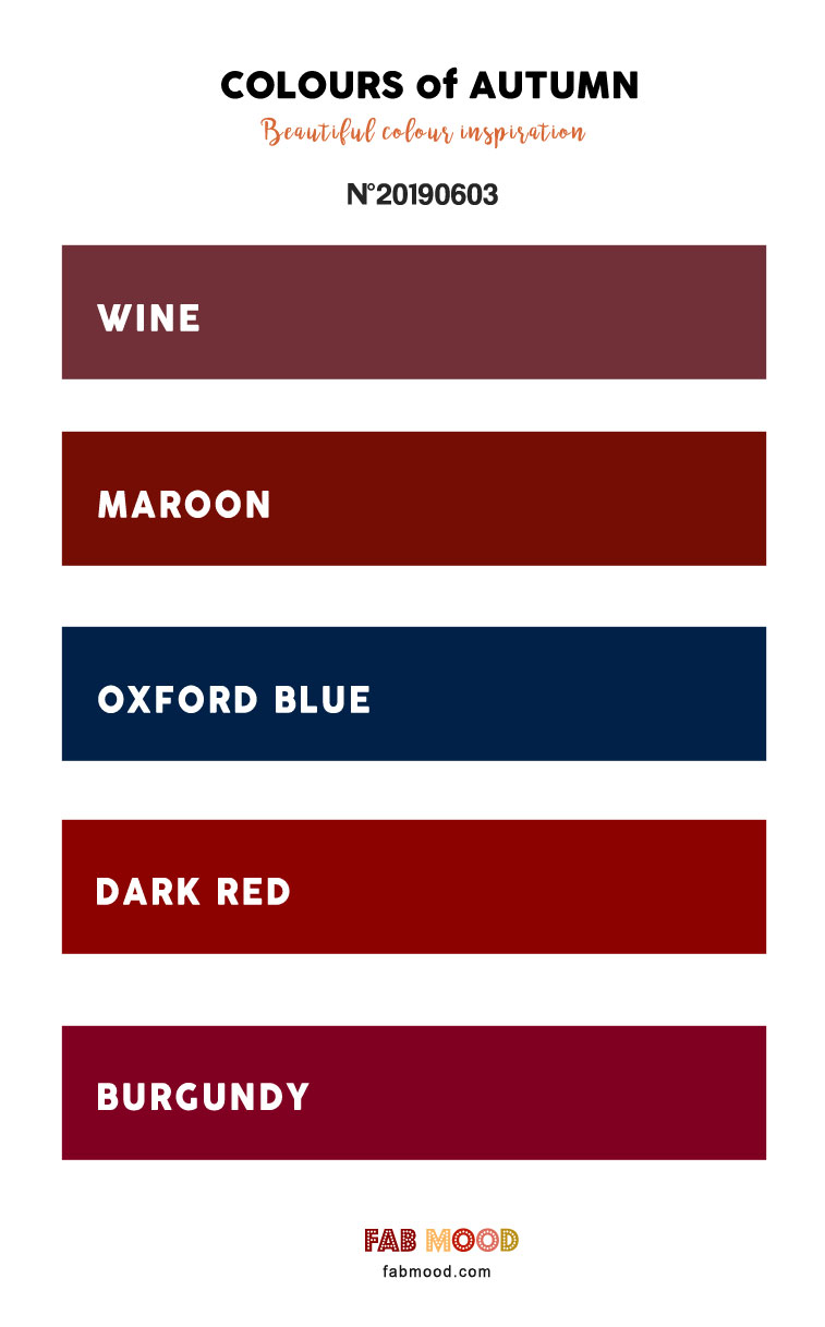 Wine + Maroon + Oxford Blue + Dark Red + Burgundy