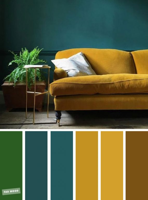 Mustard + Teal – The Best Living Room Color Schemes