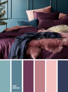 Peach Mauve Purple Navy Blue and Purple Colour Palette for Bedroom