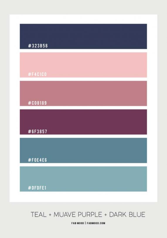 Peach Mauve Purple Navy Blue and Purple Colour Palette for Bedroom