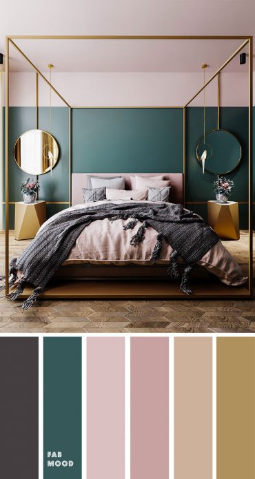 Hint of Grey + Teal and Mauve With Grey Accents Color Palette for Bedroom