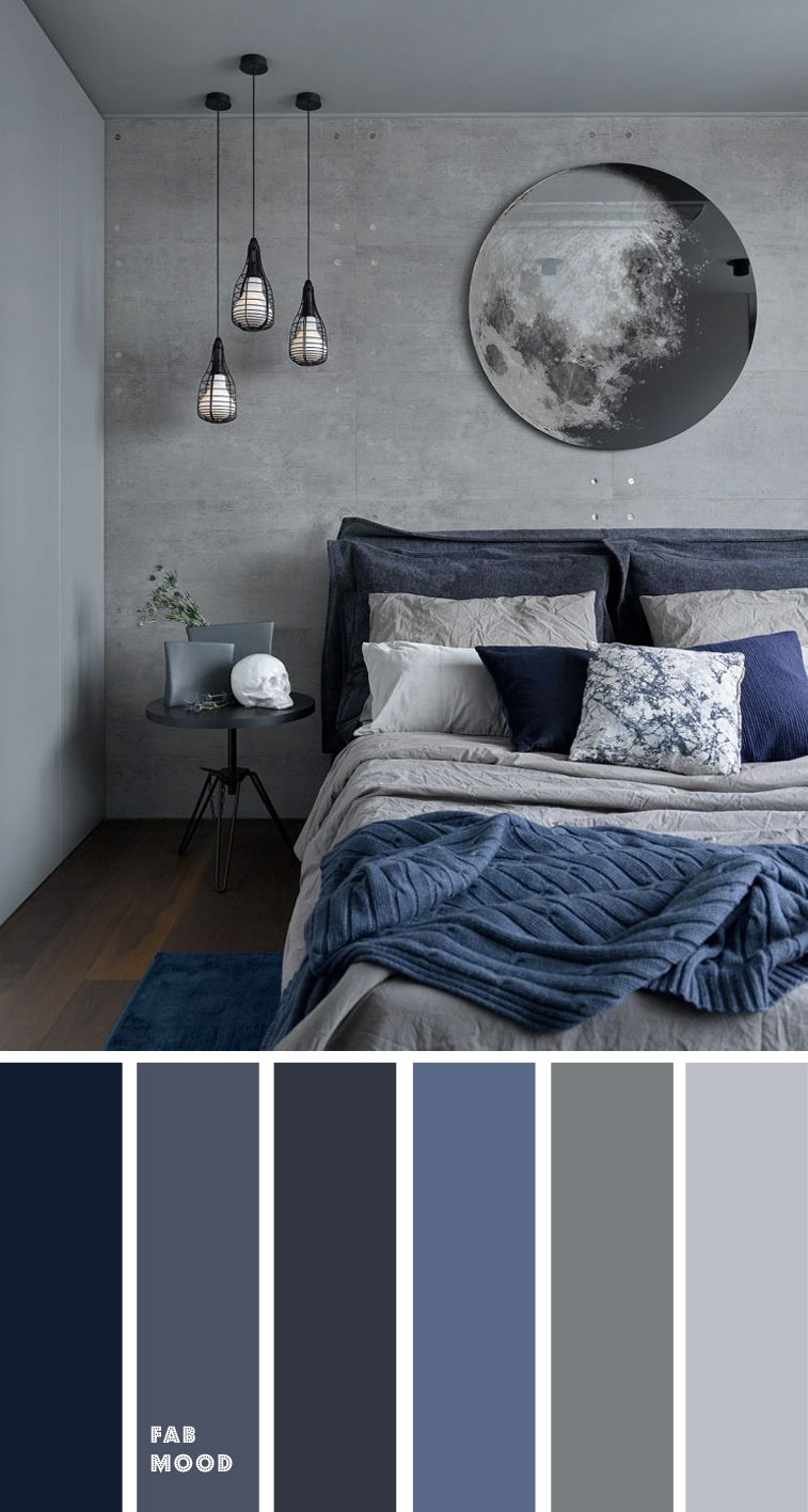 Download Grey and Dark blue Bedroom Color Scheme , Grey bedroom color ideas