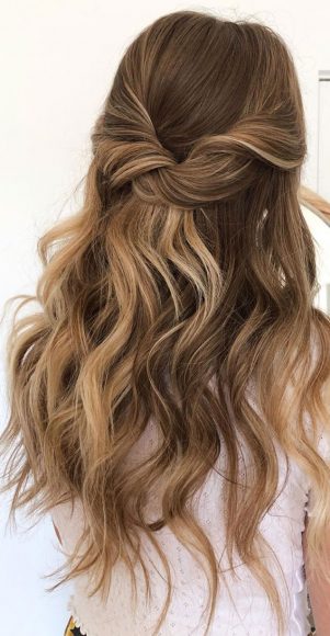 43 Gorgeous Half Up Half Down Hairstyles - textured & waves