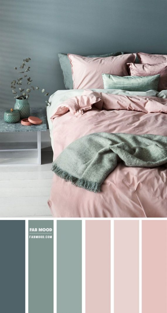 Green Sage and Mauve Pink Bedroom Color Palette