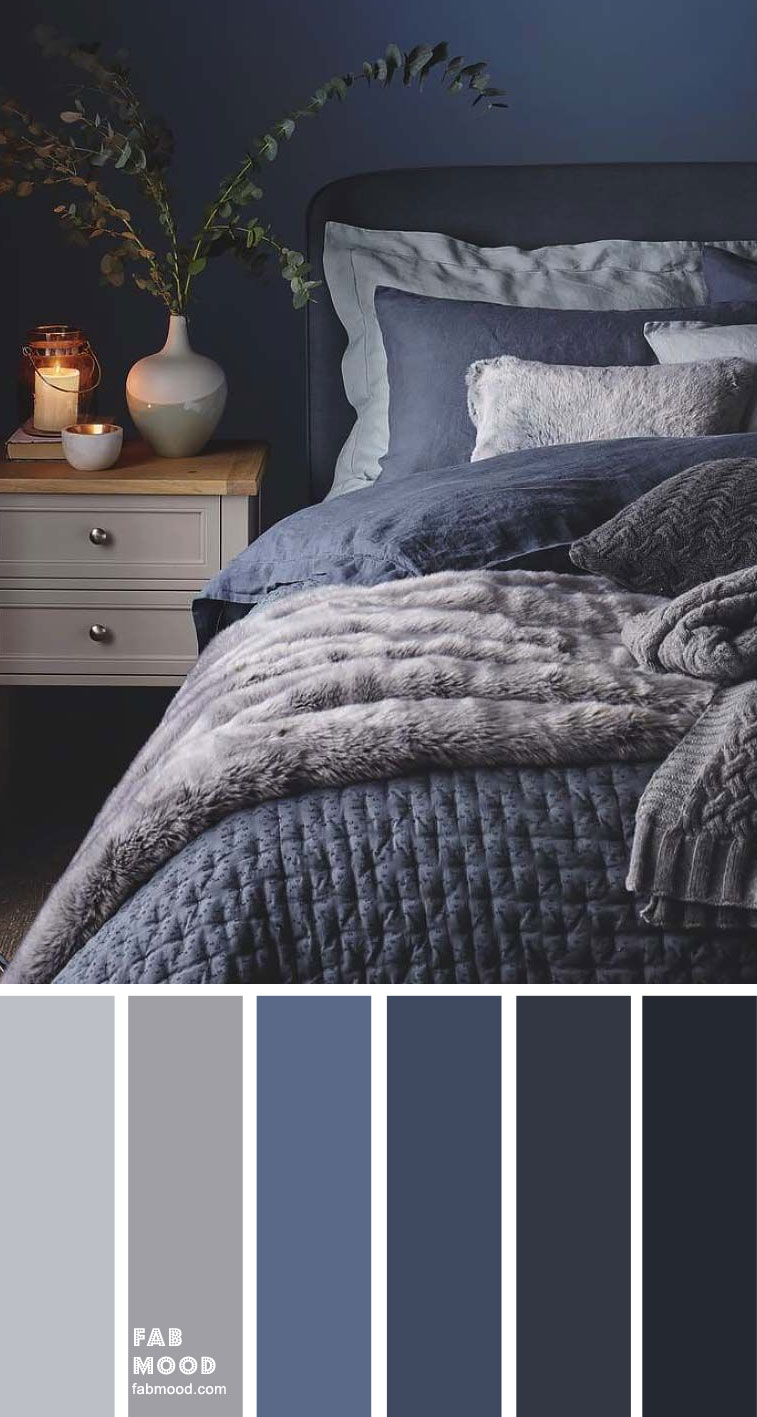 Blue Charcoal And Grey Bedroom