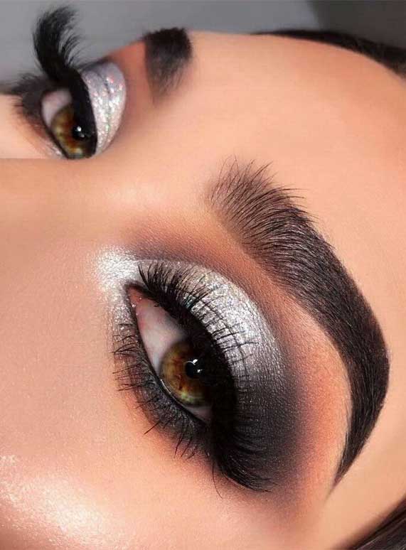 silver smokey eye brown eyes