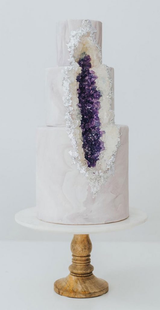 45 + The Most Creative Wedding Cake Designs Amethyst crystals