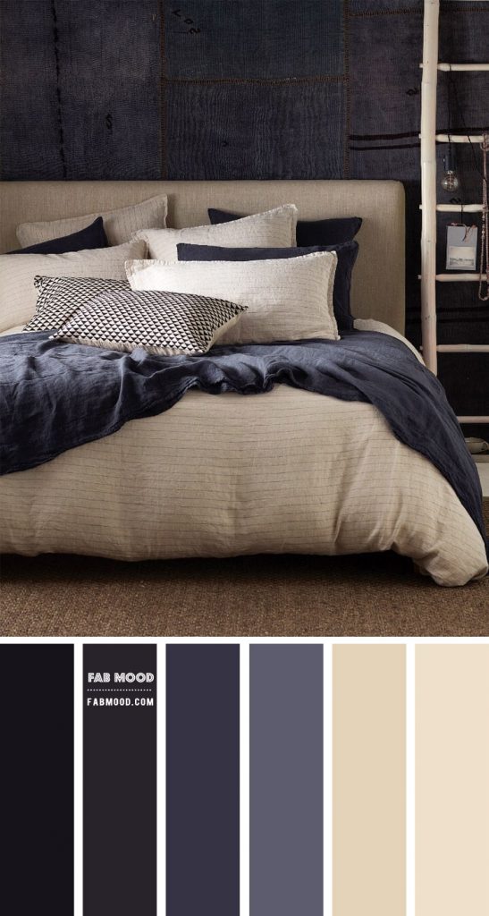 Charcoal and blue grey bedroom