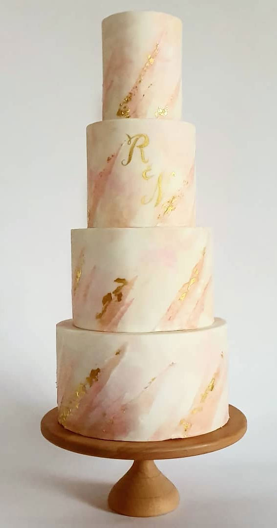 cake inspiration , watercolor wedding cake , watercolour cake, painted cake, hand painted wedding cake, five tiers wedding cake , blue ombre wedding cake, bespoke cake, cake designer , wedding cake inspo , ivory wedding cake