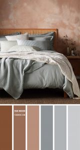 Earth tone bedroom { Brown and Grey with blue undertone }