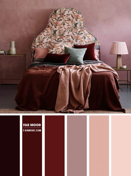 Mauve And Red Wine Color Scheme For Bedroom