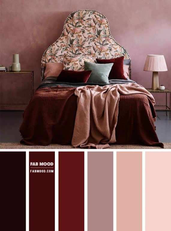 Mauve and Red Wine Color Scheme For Bedroom