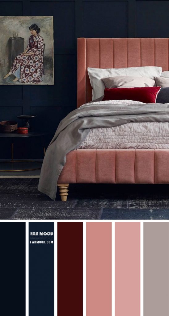 Navy Blue and Pink Bedroom Color Scheme