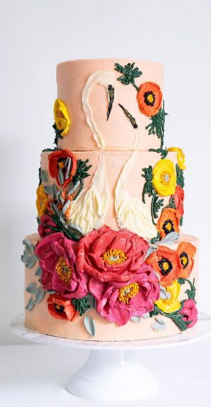 The Prettiest Buttercream Floral Art Wedding Cakes With A Modern Spin