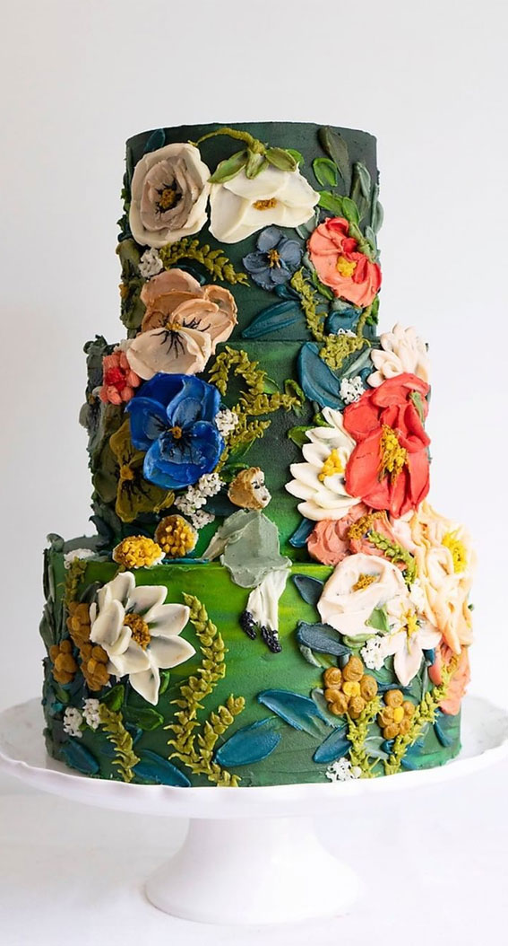 The Prettiest Buttercream Floral Art Wedding Cakes With A Modern Spin