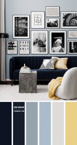 Dusty Blue And Midnight Blue Color Scheme For Living Room