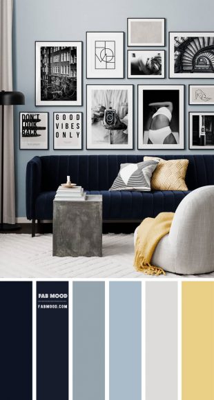 Dusty Blue and Midnight Blue Color Scheme For Living Room