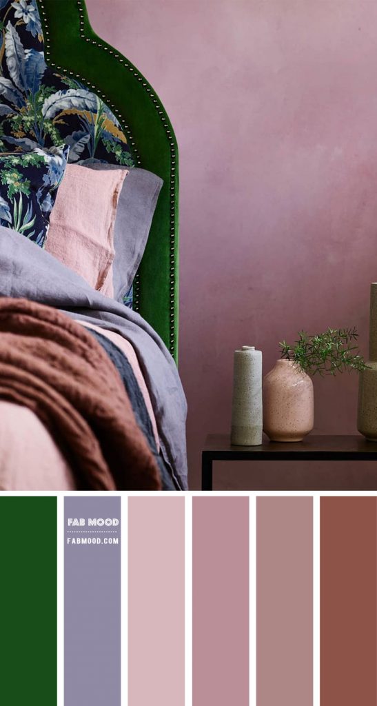 Green and Mauve Bedroom Color Palette